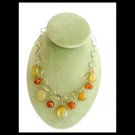 Chain Necklace in sterling silver 925 and gold plated with agate stone