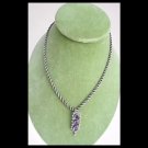 AMETHYST PENDANT with necklace chain twisted rope silver 800 & 3 amethyst AMETHYST PENDANT with necklace chain twisted rope silver 800 & 3 amethyst