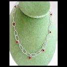 Necklace chain in sterling silver 925 & Coral pendants In gift box Necklace chain in sterling silver 925 & Coral pendants In gift box