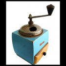 SUPER blue coffee grinder in wood & metal Original from 1950s Working SUPER blue coffee grinder in wood & metal Original from 1950s Working
