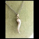 STERLING SILVER NECKLACE chain and good luck horn pendant