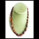 TIGER EYE beaded Long NECKLACE Original in gift box 1960s