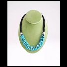 Turquoise stones beaded necklace with silk threads from South Africa