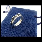 Flower RING band in STERLING SILVER 925 and black onyx Made in Italy