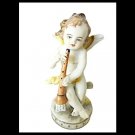 CAPODIMONTE porcelain angel with wings playing the clarinet High cm 9.5