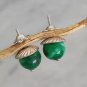 MALACHITE Stud earrings in silver 800 In gift box Made in Italy