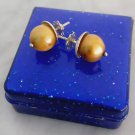 Natural pearls stud earrings gold color and silver 800 Original in gift box