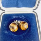 Stud earrings in silver 800 and Tiger Eye stone Original in gift box