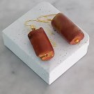 Dangling earrings Red natural bauxite & STERLING SILVER 925 gold pl Italy