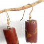 Dangling earrings Red natural bauxite & STERLING SILVER 925 gold pl Italy