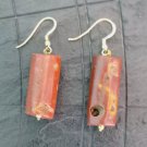 Dangling earrings in Red natural bauxite & STERLING SILVER gold plated Long cm 5 Italy