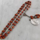 Saint Michael guardian angel rosary necklace with beads in wood 1970s Saint Michael guardian angel rosary necklace with beads in wood 1970s