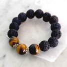 Bracelet with Vesuvio Volcano lava beads & TIGER EYE beads Bracelet with Vesuvio Volcano lava beads & TIGER EYE beads