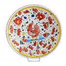 DERUTA PLATE Majolica red rooster Orvieto Italy cm 21 diameter inches 8.5 1960s