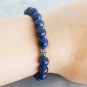 LAPIS LAZULI beaded elastic bracelet with spacers silver plated