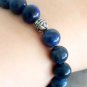 LAPIS LAZULI beaded elastic bracelet with spacers silver plated