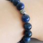LAPIS LAZULI beaded elastic bracelet with spacers silver plated
