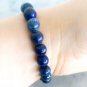 LAPIS LAZULI beaded elastic bracelet with spacers silver plated