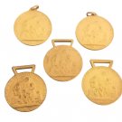 Pope Pius IX 5 medals gold color Vatican School Scuola Pontificia 1970s