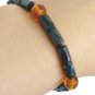 Hematite & Carnelian elastic beaded bracelet woman or men In gift pouch