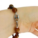 TIGER EYE beaded BRACELET with tiger's eye beads and silver color made Italy In gift pouch TIGER EYE beaded BRACELET with tiger's eye beads and silver color made Italy In gift pouch