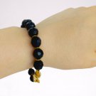 ONYX beaded BRACELET Faceted beads with spacers and closure in plated gold
