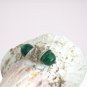MALACHITE Stud EARRINGS in SILVER 800 and green stone Original in gift pouch