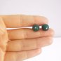 JADE STUD EARRINGS in silver 800 green Jade stone from Alaska Original In gift pouch