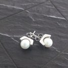 White PEARL stud EARRINGS Made in Italy Original In gift pouch