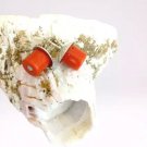 Red Coral STUD EARRINGS in SILVER 800 Originals In gift pouch Made in Italy
