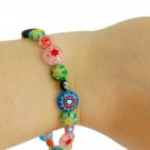 MURANO glass beads bracelet Millefiori & Flower design multicolor Murrina Italy