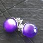 MURANO purple MURRINA EARRINGS studs iridescent glass & silver 800 Ball Italy