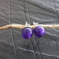 MURANO purple MURRINA EARRINGS studs iridescent glass & silver 800 Ball Italy