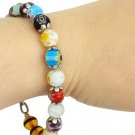 MURANO glass ball beads bracelet Millefiori & Flower design Murrina Italy