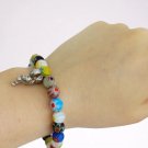 MURANO glass beads bracelet Millefiori & silver guardian angel pendant