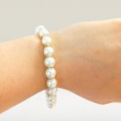WHITE PEARLS BRACELET beaded with clip closure