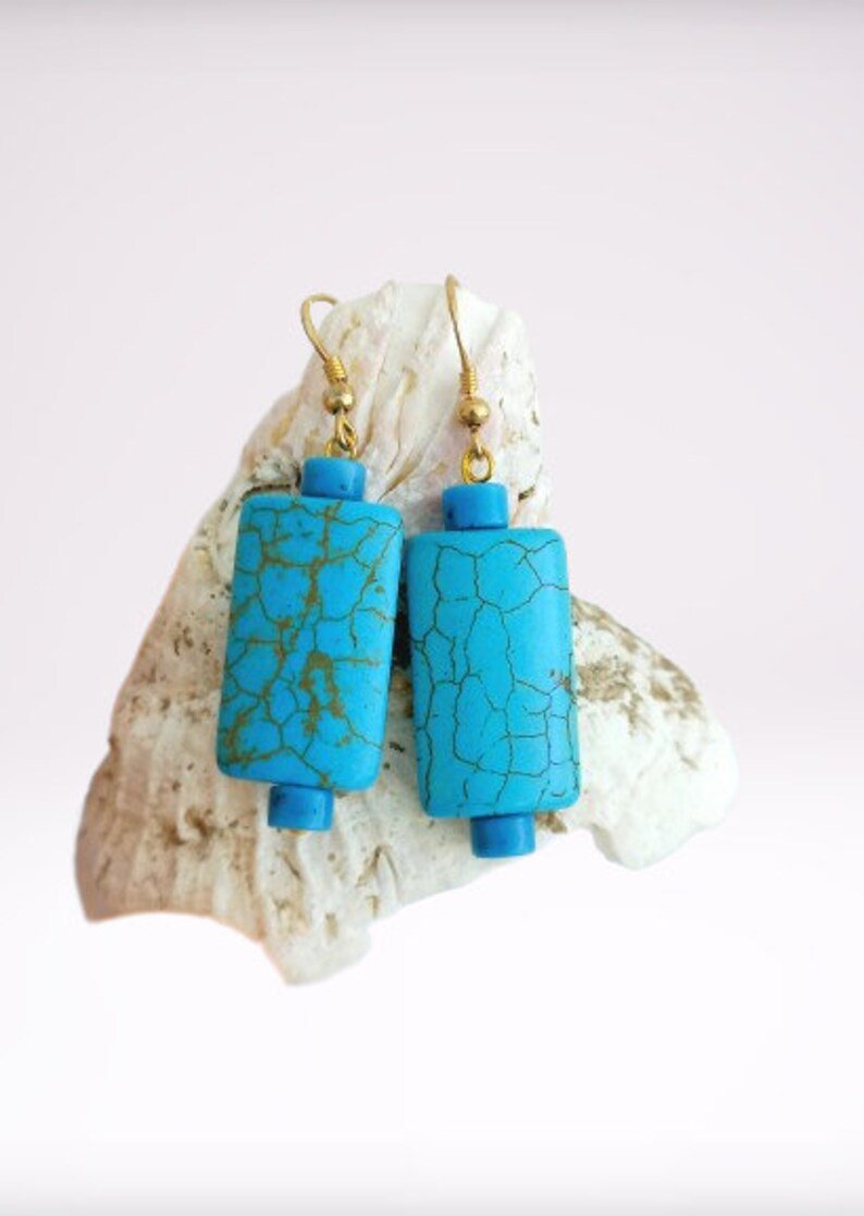 TURQUOISE DANGLING EARRINGS and sterling silver Long cm 5 Made in Italy