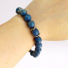 LAPIS LAZULI beaded BRACELET & closure silver plated Original In gift pouch