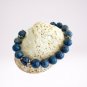 LAPIS LAZULI beaded BRACELET & closure silver plated Original In gift pouch
