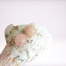 PINK QUARTZ stud earrings in SILVER 800 Original In gift pouch Made in Italy