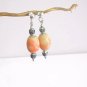MURANO GLASS earrings dangle drop pendant pink and white & silver Italy