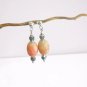 MURANO GLASS earrings dangle drop pendant pink and white & silver Italy
