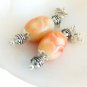 MURANO GLASS earrings dangle drop pendant pink and white & silver Italy