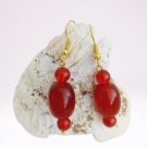 Red Murano Glass DROP EARRINGS & gold color Made in Italy