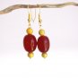 Red Murano Glass DROP EARRINGS & gold color Made in Italy In gift pouch