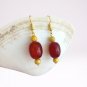 Red Murano Glass DROP EARRINGS & gold color Made in Italy In gift pouch