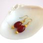 Red Murano Glass DROP EARRINGS & gold color Made in Italy In gift pouch
