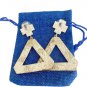 CROSS & TRIANGLE dangle earrings with blue and black crystals pendant