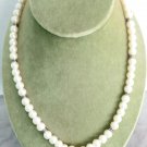 White pearls beaded necklace with Swarovski crystal