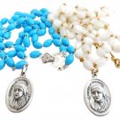 2 praying rosary necklaces white and blue of Saint Mother Teresa of Calcutta 2 praying rosary necklaces white and blue of Saint Mother Teresa of Calcutta